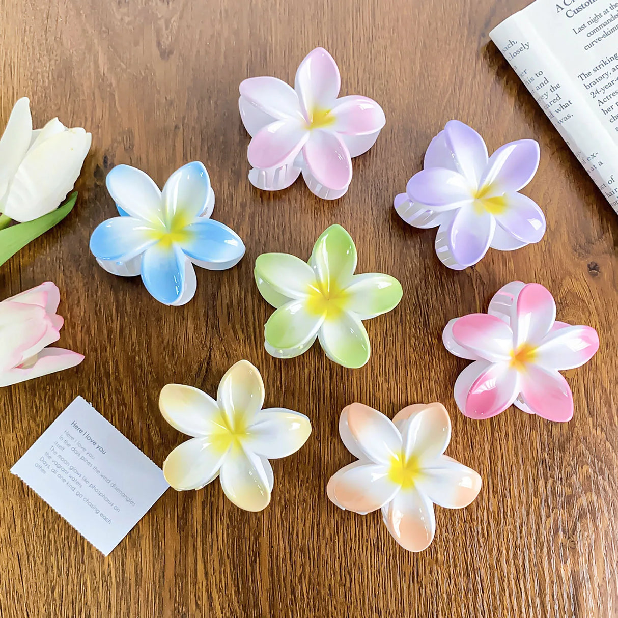 3 Inch Gradient Flower Hair Claw For Women Elegant Resin Floral Hair Clip Fresh Sweety Flower Gripper Girls Hair Accessories