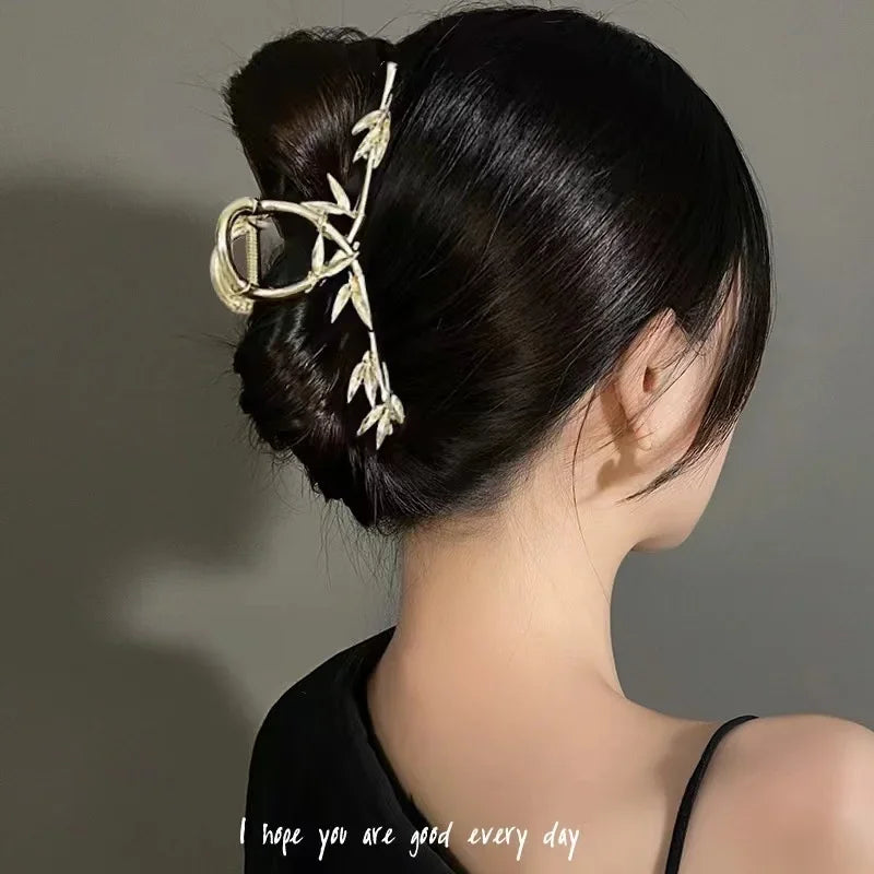 New Punk Geometric Metal Gold Silver Simple Hair Clip Claw for Women Trendy Large Crab Catches Clamp Korea Headwear Accessories