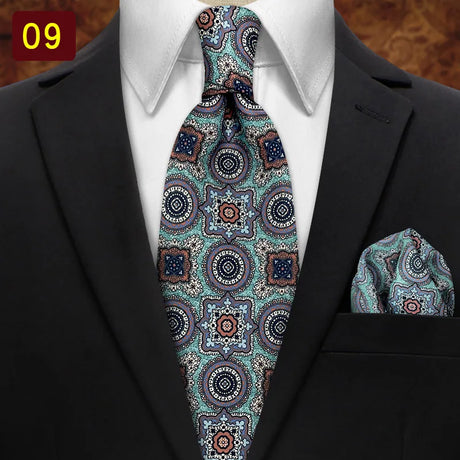 MUGIVALA 9CM Retro business banquet suit paisley vintage pattern tie pocket square set