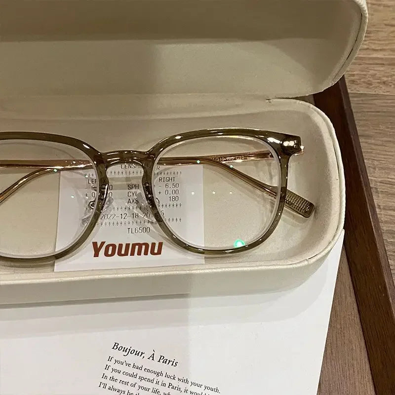 0 ~ -6.0 Myopia Glasses  Blue Light Resistant Flat Glasses Oval Resin Lenses Men Computer Optical Eyeglasses Unisex
