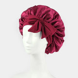 Europe and the United States selling style color cloth streamer round hat bow imitation silk women's nightcap beauty hair care h