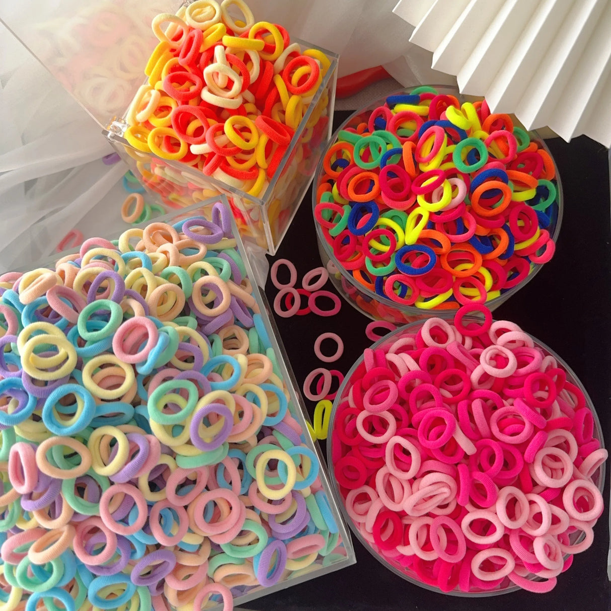 50/100Pcs Colorful Basic Nylon Ealstic Hair Ties for Girls Ponytail Hold Scrunchie Rubber Band Kid Fashion Hair Accessories