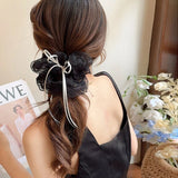 Lace Scrunchies Bowknot Ribbon Elastic Hair Bands Hair Rope Ties Hair Accessories Ponytail Holder Hair Ring INS Hair Accessories