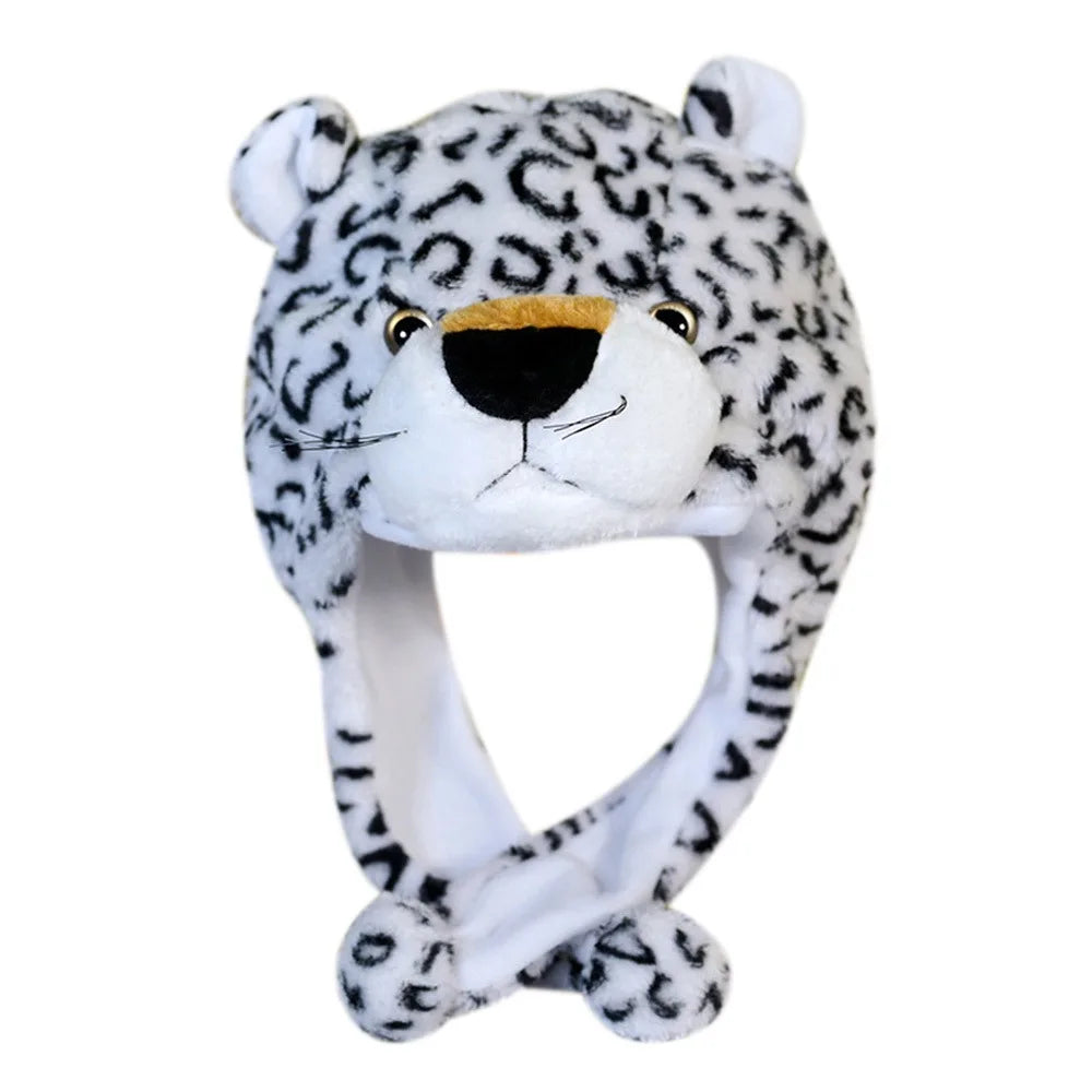 Ear Protection Cartoon Plush Moving Hat Animal Neck Warmer Movable Ears Airbag Cap Animal Earflap Hat Cosplay Party