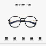 Blue Light Blocking Eye Protection Myopia Eyeglasses Fashion Double Beam Metal Glasses Women Trend Retro Plain Face Eyewear Men