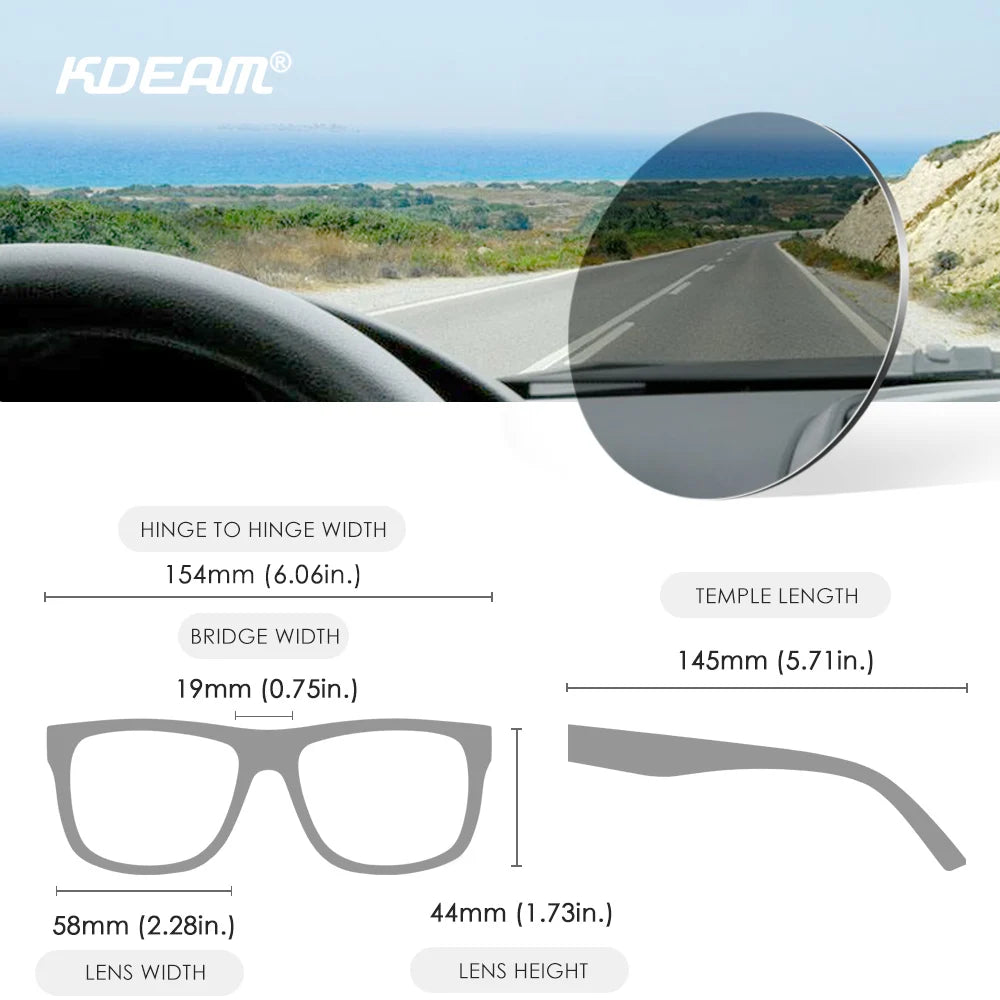 KDEAM Oversized Sunglasses Polarized Photochromic Lenses Night Vision Goggles Designed For Both Men And Women Large Glasses