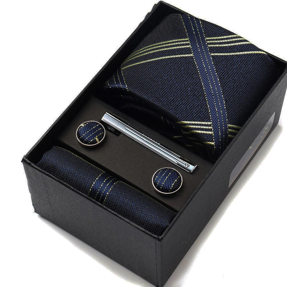 Men's Tie Gift Box With Neckties Handkerchiefs Cufflinks Tie Clips 6-Piece sets Group Business Wedding Festival Formal Ties