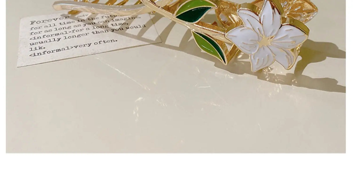 New Women Metal Hair Claw Elegant Gold Flowers Hair Clips Barrette Crab Headband Ponytail Clip Headwear hair accessories tiara
