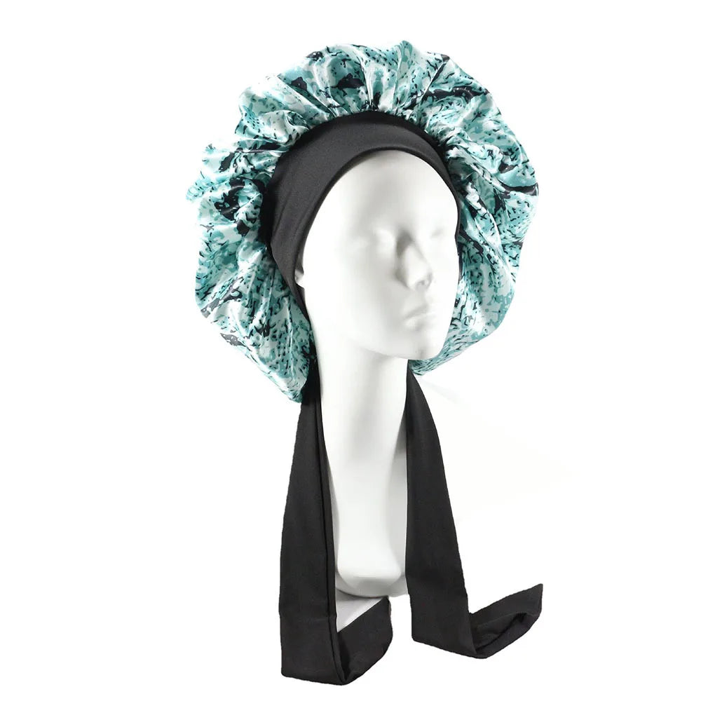 Women Big Size  Satin Cap for Sleeping Hat Night Sleep Cap Hair Care Silk Bonet Stain Hair Cap for Women Curly Springy Hair