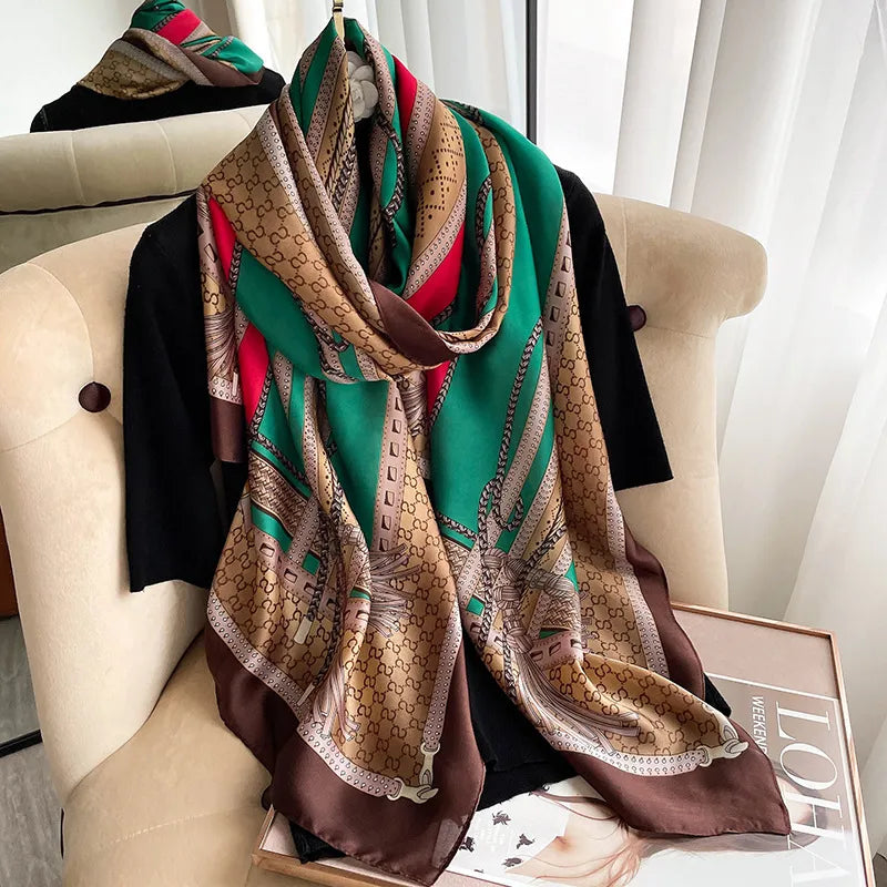 180*90cm Women Silk Scarves Female Chiffon Fashion Wrap Lady Leopard Shawl Sunscreen Beach Scarf foulard pareo muffler bandanna