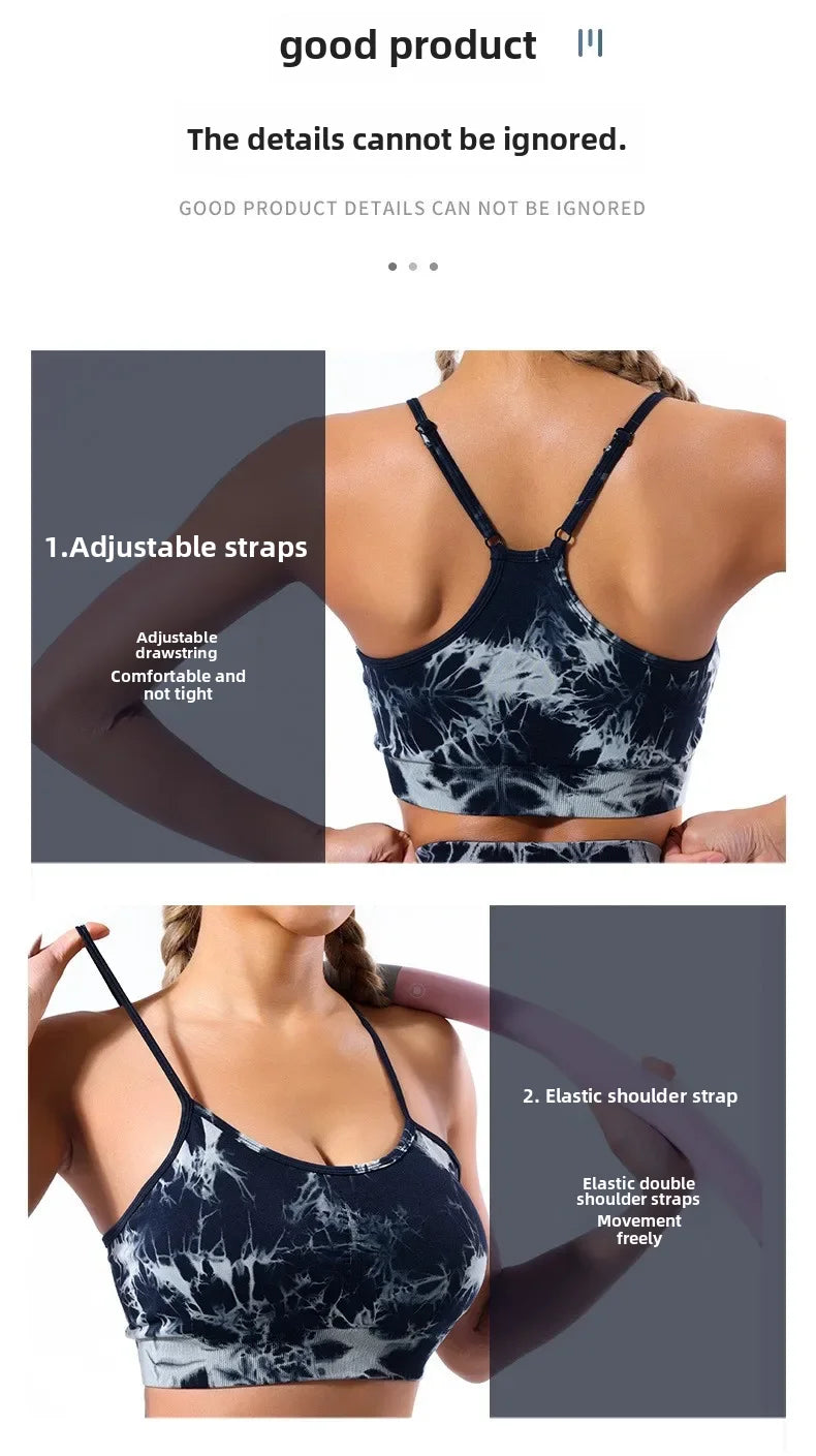 Tie-dye yoga clothing set, sports bra, intimates, yoga pants, non-falling sports tights, peach butt lifting line