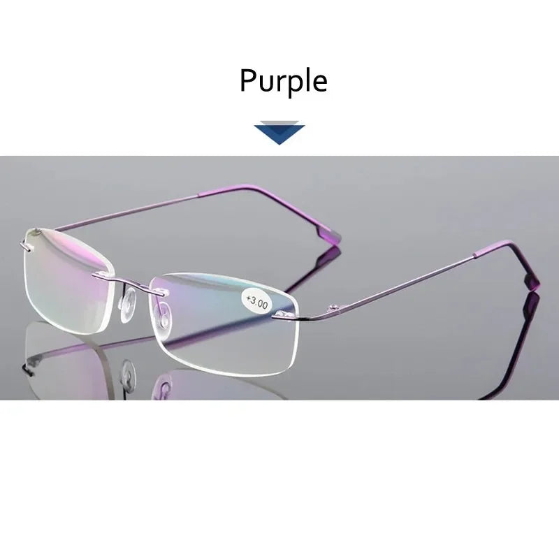 High Quality Titanium Frame Reading Glasses for Women and Men Anti Blue Light Presbyopia Eyewear with Diopter +1.0 To +4.0