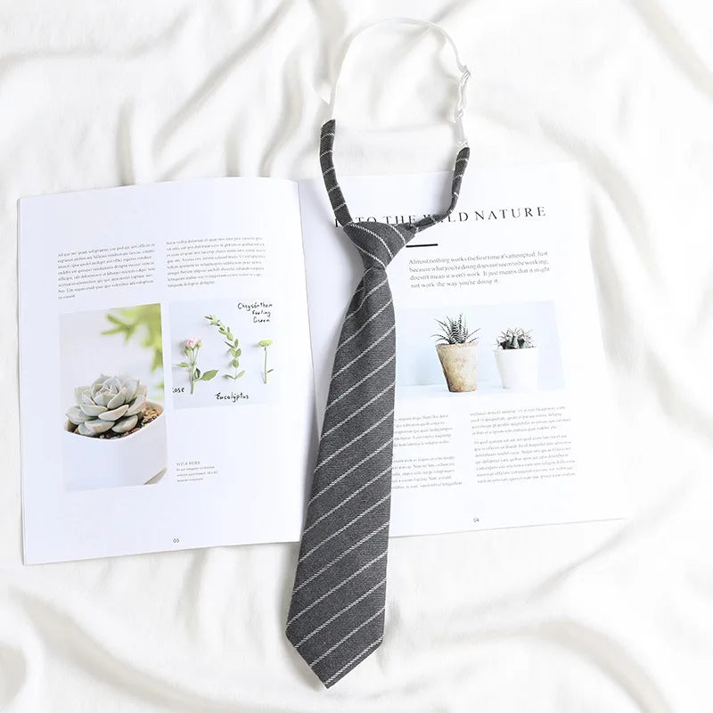 Korean style elegant Ties for men gifts Top clothes accessories Wedding  Black Gray Striped JK Ladies Collar Slim Neck Bow tie