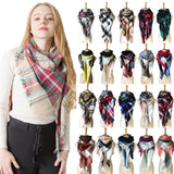 2023 Autumn and Winter Imitation Cashmere Double-Sided Seven Colours Plaid Square Scarf Triangle Scarf Cape For Ladies Scarfs