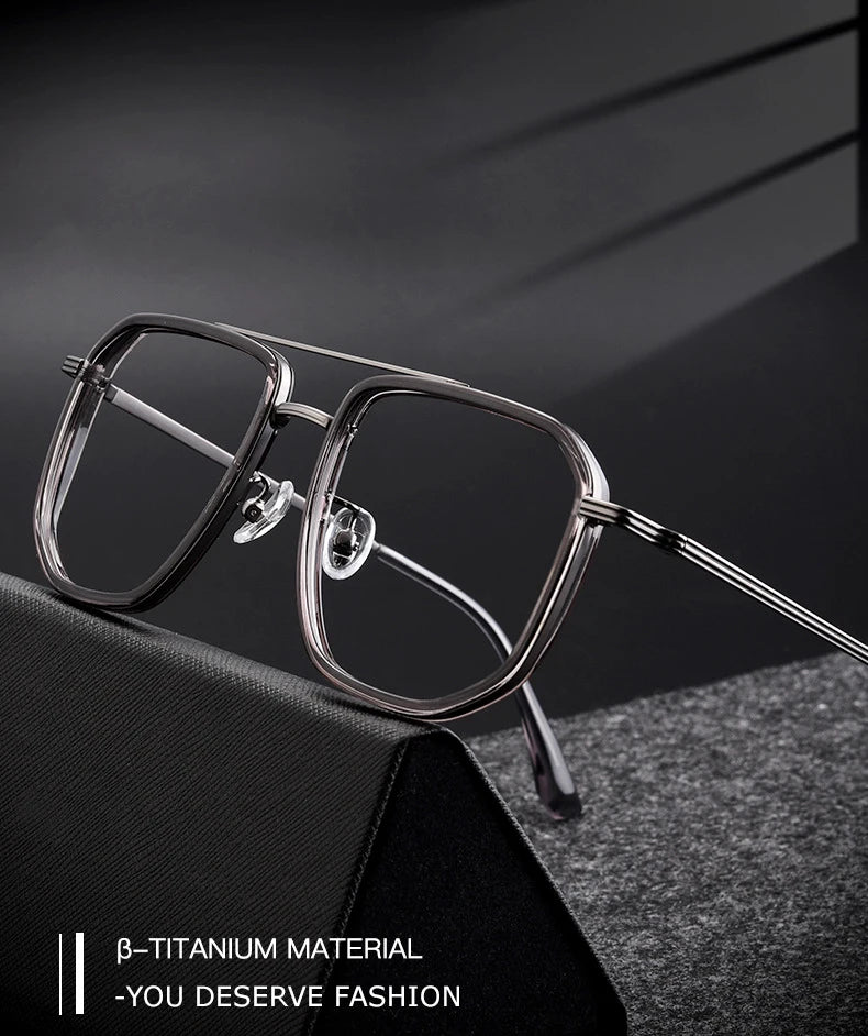 Vintage Titanium Eyeglasses Frame Men Square Myopia Prescription Glasses Women Retro Optical Luxury Brand Glasses Frame Eyewear