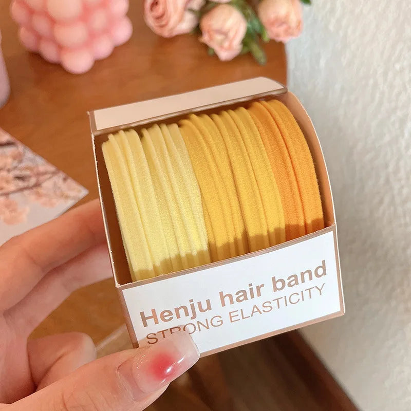 Nylon Rubber High Elastic Hair Bands Hair Ties Women Girls Candy Basic Ponytail Holder Scrunchies Gum Ropes Hair Accessories Set