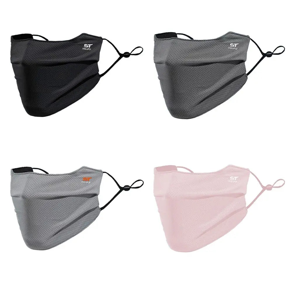 Nylon Face Cover Sun Protection Face Mask Reusable Breathable UV Face Shield Solid Color Washable Ice Silk Face Mask