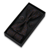 Bowtie Set For Men Gift Box Business Fashion Red Bow Tie Pocket Square Cufflinks Set Bowtie 3pcs For Wedding Hanky Cravatas Neck