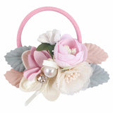 Handmade Flower Elastics Hair Ties For Kids Girls Stretchy Rubber Hairband Slim Headband Scrunchies Ponytail Holder Ring Loop