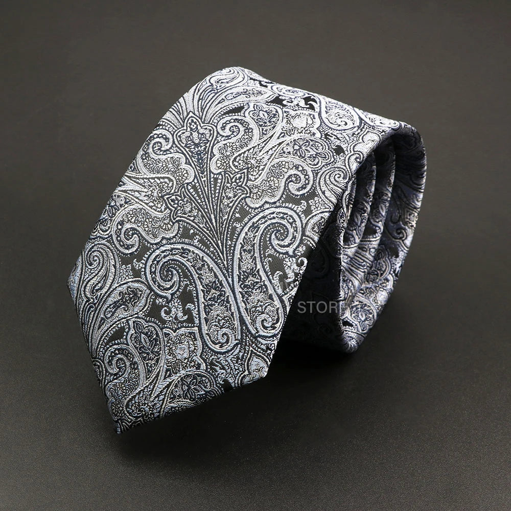 New Design Wedding Men Tie Grey Brown Green Paisley Flower Neckties Men Business Dropshipping Groom Collar Accessories Gift