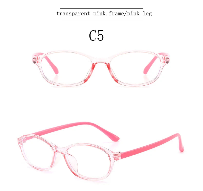 Blue Light Blocking Glasses for Kids Computer Glasses Silicone Frame Clear Lens Girl Boy Video Gaming Children Safety Eyewear
