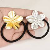 Elegant Girl Stainless Steel Flower Hair Elastics & Ties Real Gold Plated Jewelry For Women Adjustable Headband Head Rope Gifts