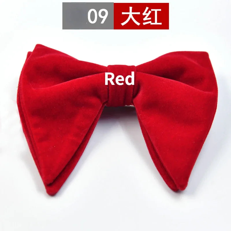 Men's Business Bow Tie Velvet  Royal Blue Burgundy Double Deck Big Bowtie Fashion New Mens Wedding Horns Bowties Gifts for Men