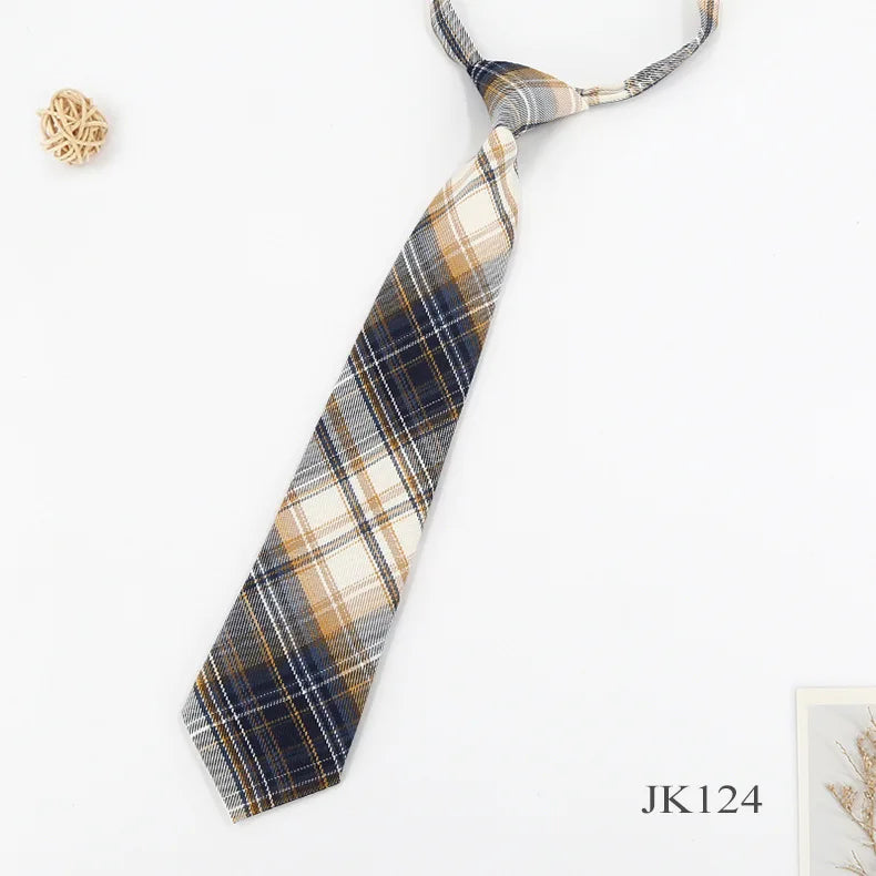 Lazy JK Ties Women Plaid Neck Tie Girls Japanese Style for Jk Uniform Cute Necktie Plaid Uniform School Accessories