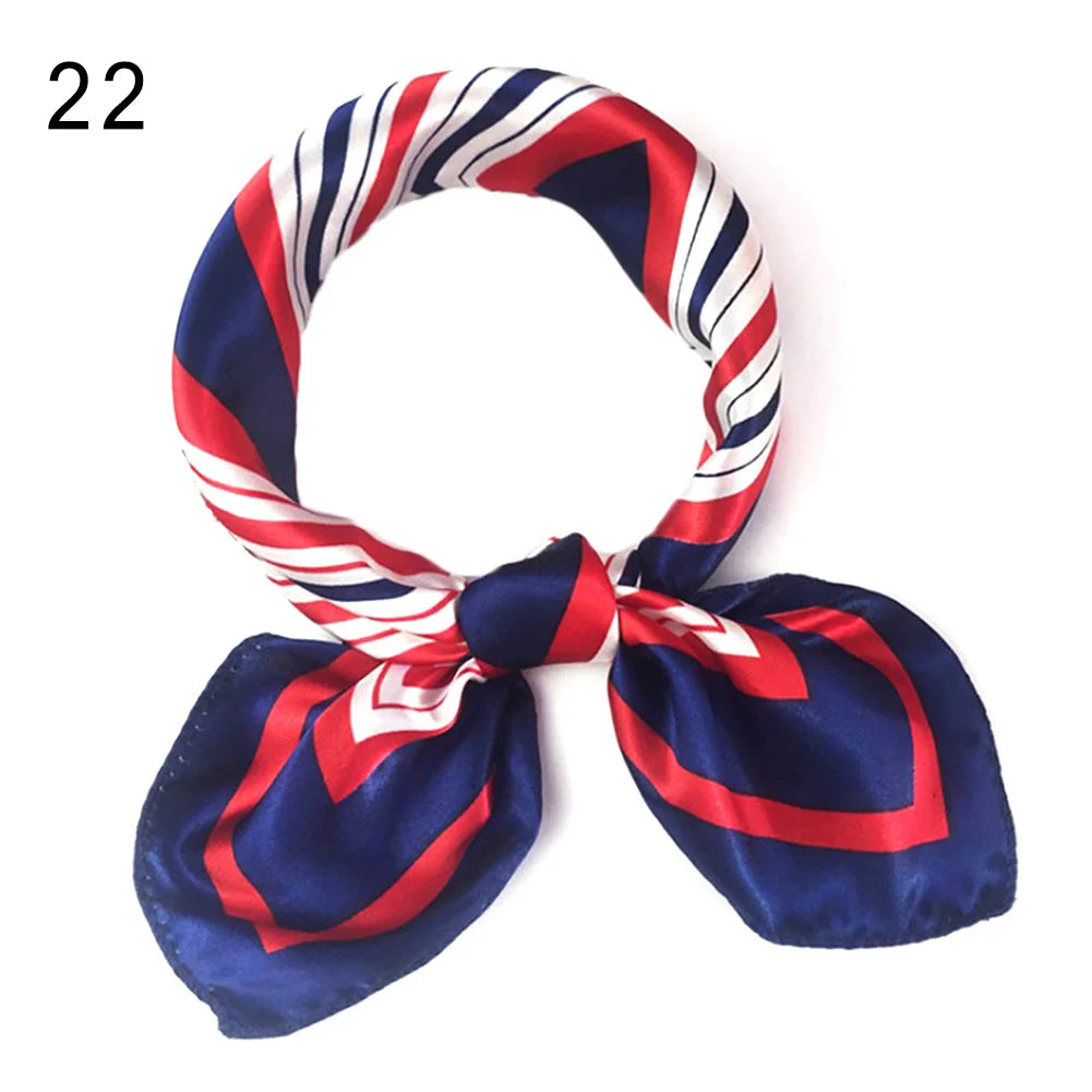 Small Stain Silk Scarf Women Summer Sunscreen Neck Scarves Solid Fashion Print Silk Scarf Striped Headband Handle Bag Ribbon