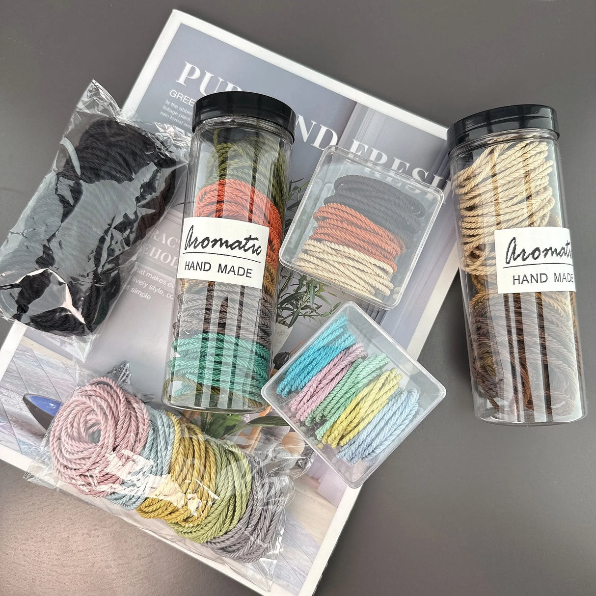 50pcs basic hair elastics macaron hair bands with high elasticity; hair accessories; threaded hair rings; headband jewelry