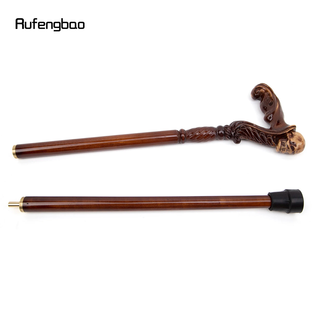 Skull Brown Wooden Fashion Walking Stick Decorative Vampire Cospaly Party Wood Walking Cane Halloween Mace Wand Crosier 93cm