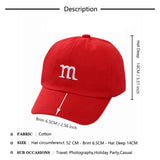 Children's Kid Baseball Cap for Girls Boy Hats Sunscreen Baby Hat Hip Hop M Letter Embroidered Kids Caps 1-6-8-12-15 Years