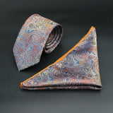 Luxury 7CM Mens Necktie Paisley Ties For Man Groomsman Jacquard Woven Gold Orange Color Neck Tie Business Party