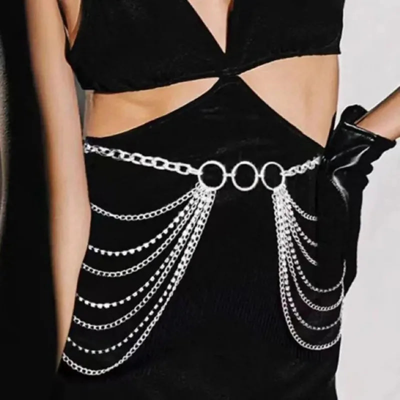 Waist Chain Jewelry Adjustable Harness Belly Chain Multi Layer Tassel Belly Chain Sexy Waist Corset Belt Clothing for Women
