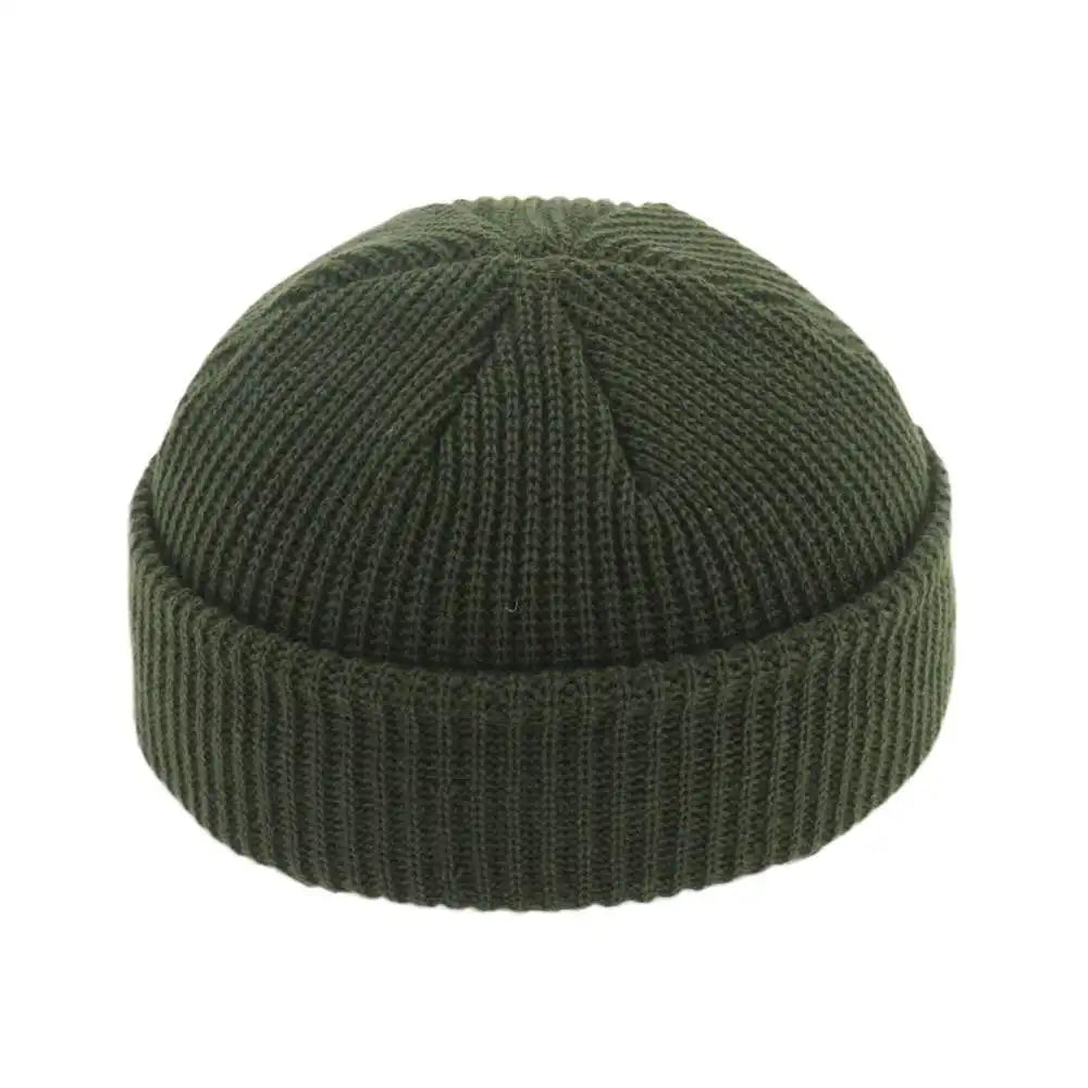 Unisex Autumn Warm Cap New Fashion Men's Beanie Winter Knit Hat Boy Skullcap Sailor Cap Cuffs Retro Navy Short Hat Solid Color
