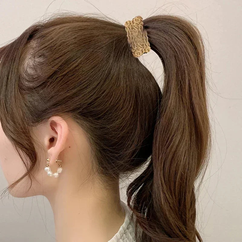 10-50pcs New Korean Woman Big Elegant Elastics Hair Band Solid Color Scrunchies Hair Ties Ladies Ponytail Hold Hair Accessories