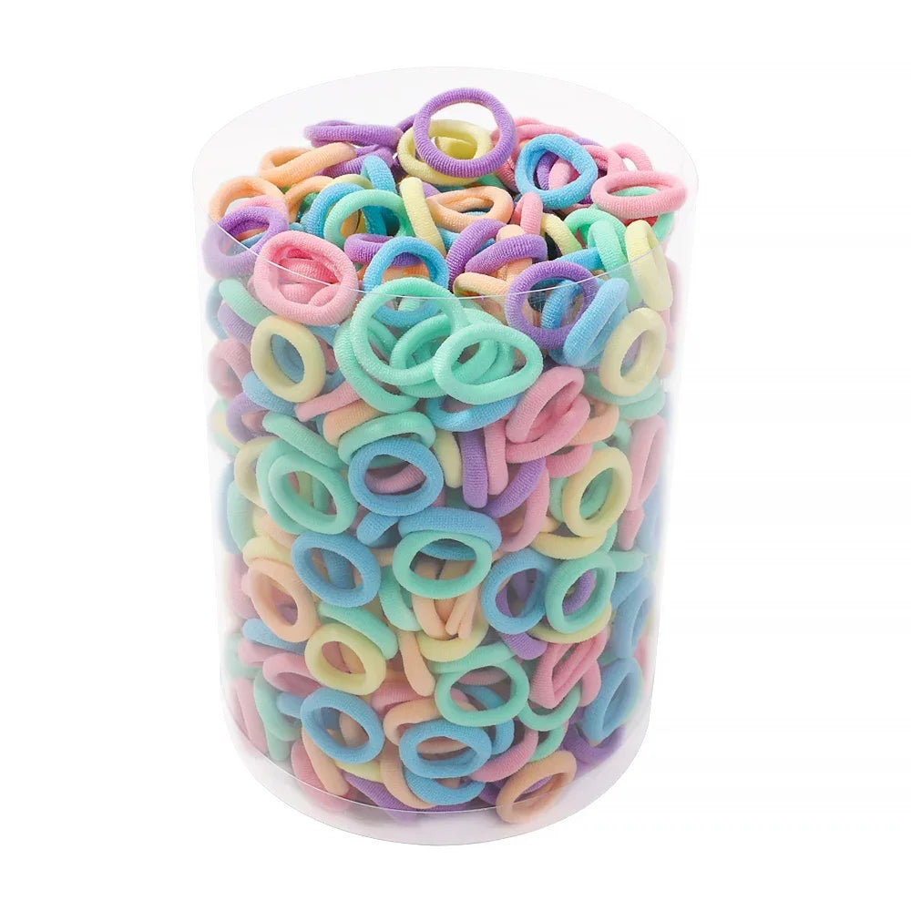 50PCS Colorful Basic Nylon Ealstic Hair Ties for Girls Ponytail Hold Scrunchie Rubber Band Kid Fashion Baby Hair Accessories