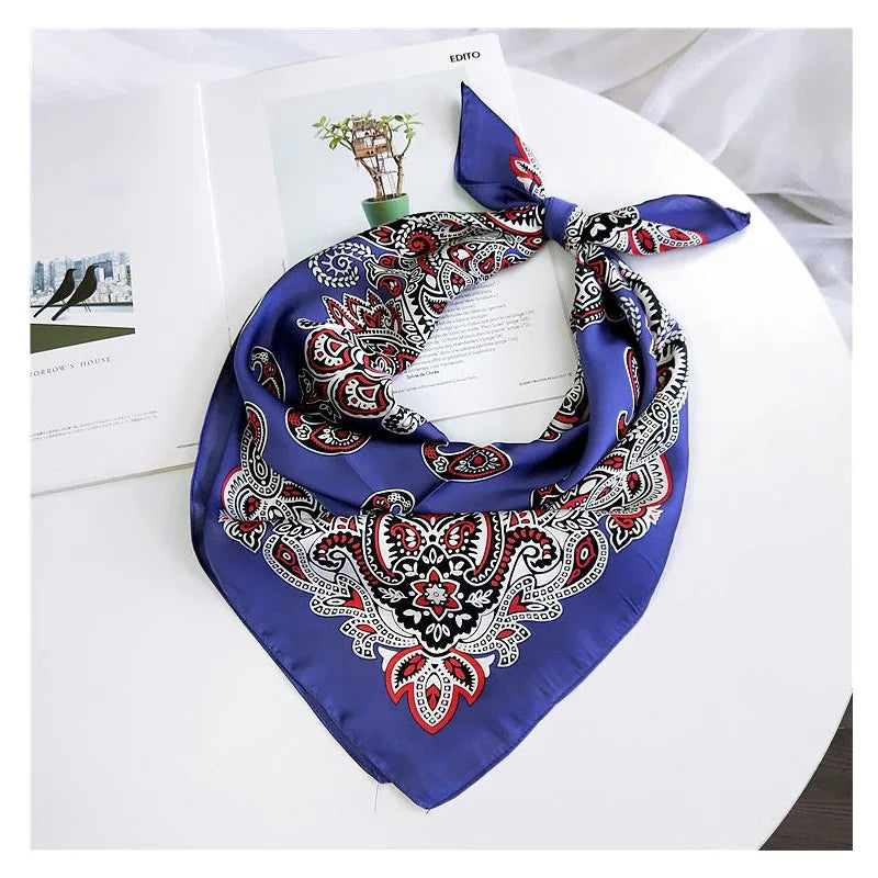 2023 Fashion Bandana Hair Scarf For Women Paisley Print Kerchief Silk Satin Head Scarfs Square Shawl Wraps Neck Scarves For Lady