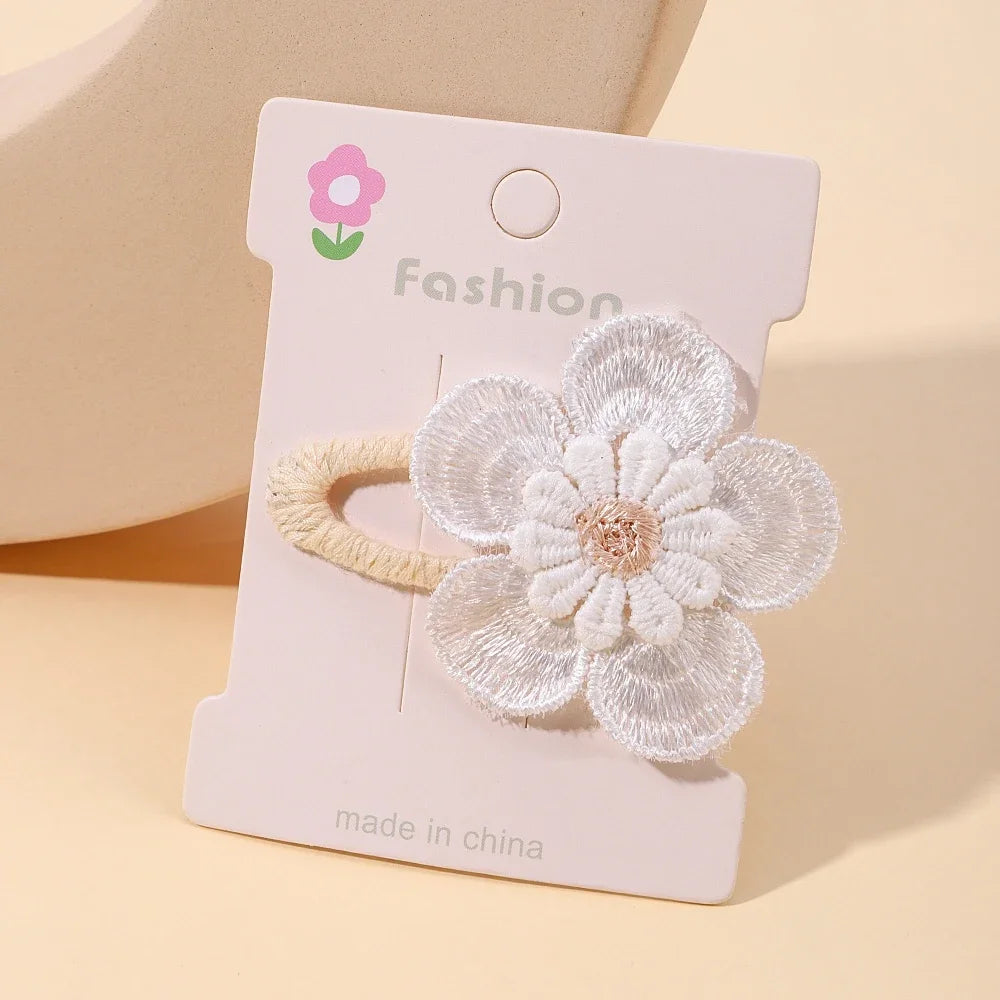 1pcs Ins Daisy Flower Hair Clips Baby Girl Hairpins for Kids Lace White Barette Princess Hooks Infant Accessories Korean