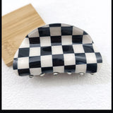 Clearance_Black White Checkered Rectangle Hair Claw Clips For Women Girls Fashion Hair Clips For Styling Claw Clamps Hair Access