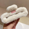 Autumn and winter trend imitation rabbit fur grab clip large square Maillard head shark clip multi-volume hair accessories