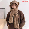 1Pc Cute Bear Ear Hat Scarf Gloves 3-in-1 Winter Warm Hedging Cap Women Windproof Plush Hat Scarf