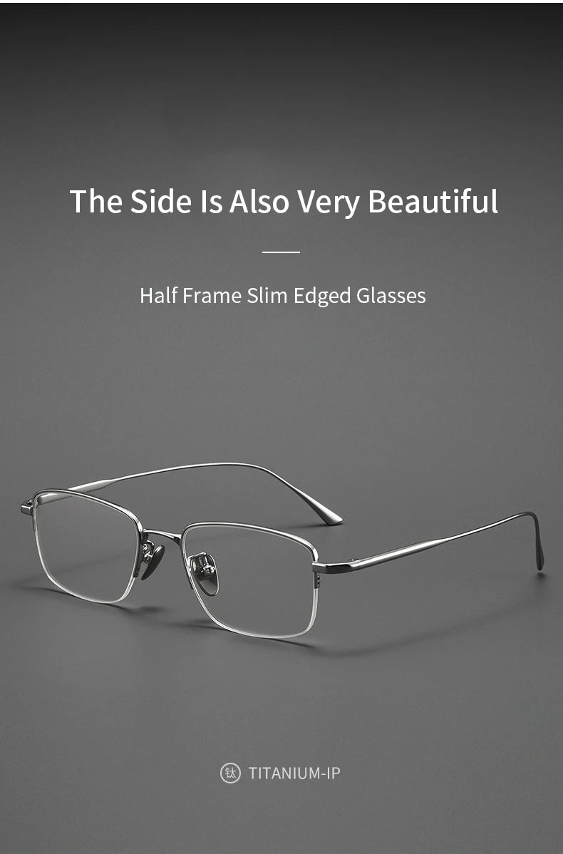 Lzabella New Men's Half Frame Glasses Business Casual Pure Titanium Frame Fashionable And Trendy Prescription Glasses 1906