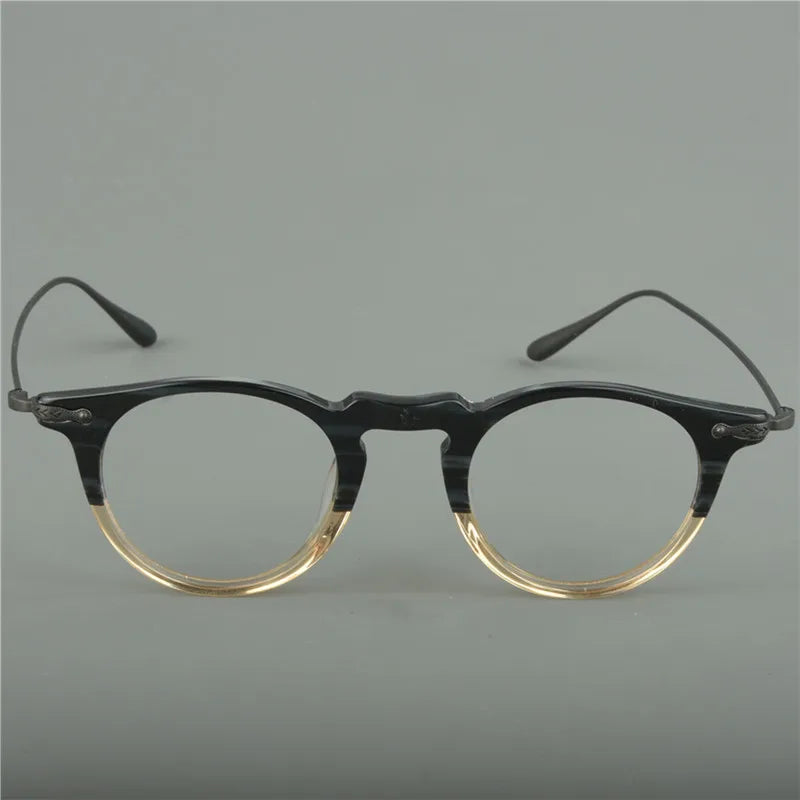 Japanese fashion eyeglass frame with circular frames made of pure titanium for both men and women