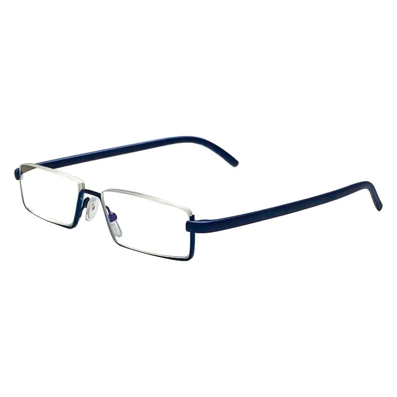 Men Women Metal Blue Light Blocking Reading Glasses with Case TR90 Half Frame HD Prescription Eyewear Presbyopia Diopter
