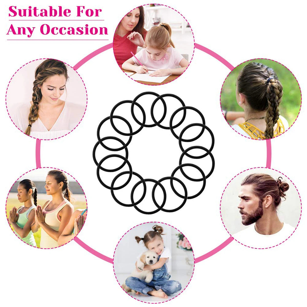 98 Pcs Black Elastics Small Hair Ties Elastics Small Hair Rubber Bands Accessories Ponytail Holders for Women Girls Baby Toddle