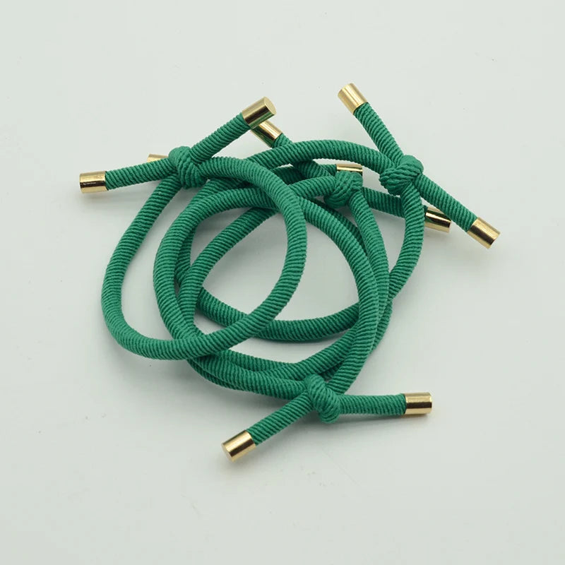 10PCS 5mm Knotted Twilled Elastic Hair Bands Golden Ends Hair Ties for fashion girls elasticity ponytail holders hair scrunches