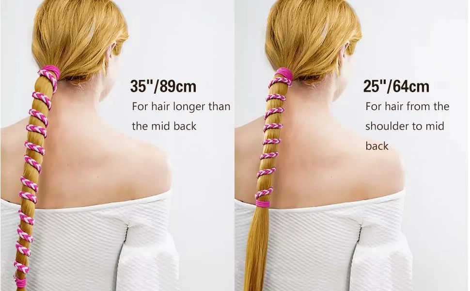 Elastic Hair Ties Ponytail Holders Colorful Gym Sports Hair Bands Spiral Long Pony Tial Wrap for Women Thick Hair for Wind Water