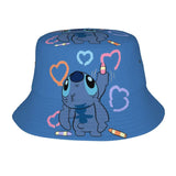 Unisex Kawaii Bucket Hats Funny Stitch Cartoon Accessories Bob Hat For Beach Headwear Lightweight