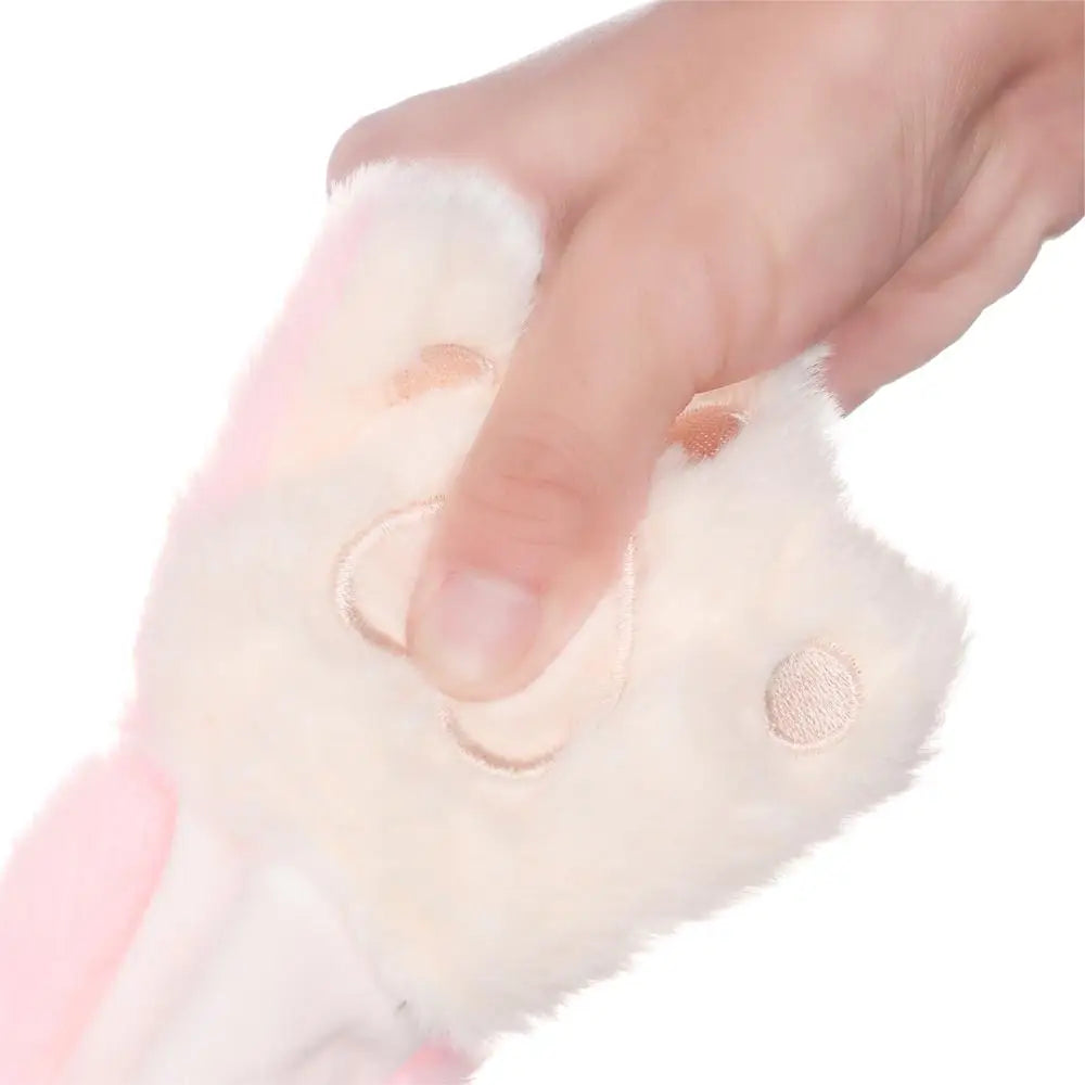 Women Girls Soft Warm Moving Jumping Rabbit Pinch Airbag Animals Ear Hat Funny Cap Plush